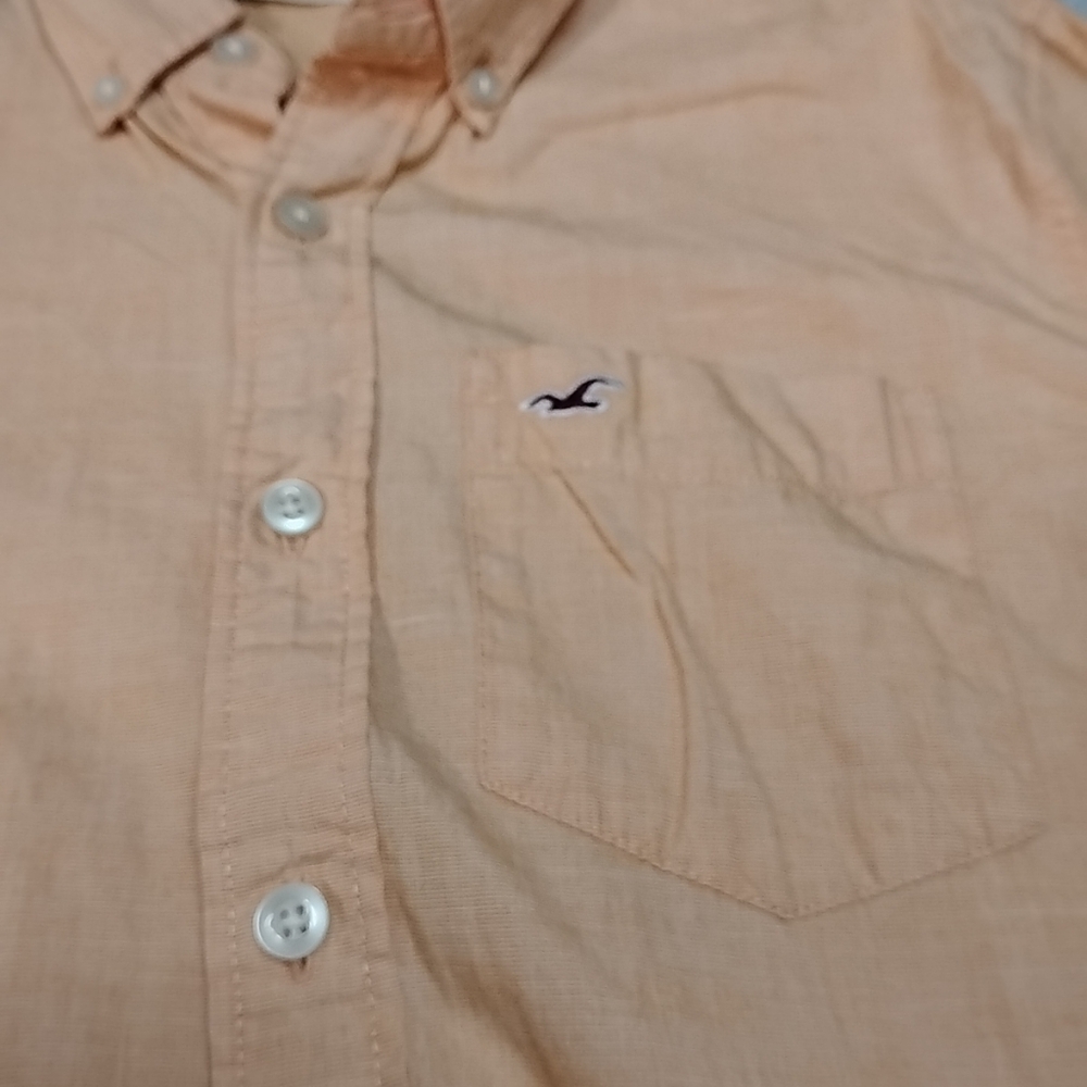 Hollister Orange Small Button Down Shirt Casual Business Vintage Y2k - Picture 8 of 12